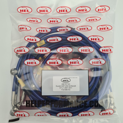 HEL Flexible OEM Replacement Braided Brake Lines for Suzuki GSF1250 SA Bandit ABS K7-L1 (2007-2011) - CLEARANCE (TRANSPARENT BLUE HOSE WITH STAINLESS BANJOS)