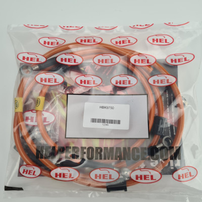 HEL Full Length Race Braided Brake Lines for Yamaha FZ8 (2010-2015) STEALTH - CLEARANCE (ORANGE HOSE WITH STAINLESS BANJOS AND STEALTH)