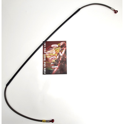 HEL OEM Replacement Braided Brake Lines for Yamaha XT660 R (2004-2014) FRONT ONLY - CLEARANCE (CARBON HOSE WITH RED BANJOS)
