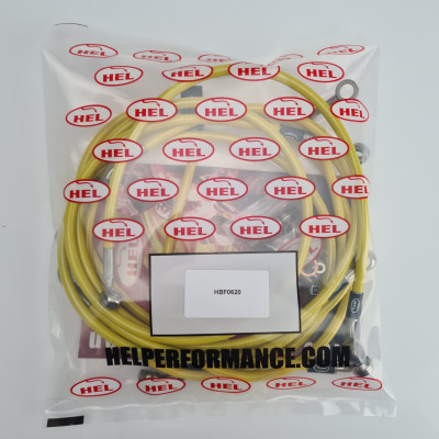 HEL Flexible OEM Replacement Braided Brake Lines for BMW S1000RR ABS (2010-2013) - CLEARANCE (YELLOW HOSE WITH STAINLESS BANJOS)