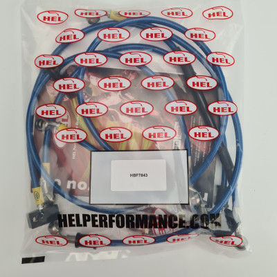 HEL Flexible OEM Replacement Braided Brake Lines for Suzuki GSR750 ABS L2-L6 (2012-2016) - CLEARANCE (TRANSPARENT BLUE HOSE WITH STAINLESS BANJOS)