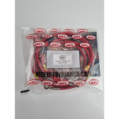 HEL OEM Replacement Braided Brake Lines for Honda VF1100 Magna V65 Import (1983-1986) - CLEARANCE (RED HOSE WITH STAINLESS BANJOS)