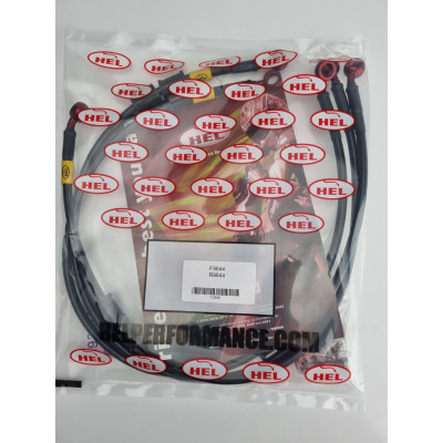 HEL Full Length Race Braided Brake Lines for Yamaha YZF-R6 (2005-2005) - CLEARANCE (BLACK HOSE WITH RED BANJOS)