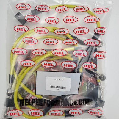 Yamaha MT-10 ABS / SP 2016-2021 HEL Stainless Steel Braided Brake Lines (Flexible ABS Replacements) - CLEARANCE (YELLOW HOSE WITH STAINLESS FITTINGS)