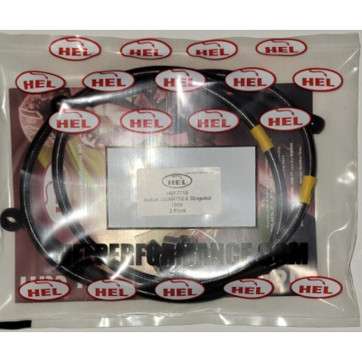 Suzuki GSX-R750 Slingshot K 1989- Full Length Race Brake Lines HEL Stainless Steel Braided FRONTS ONLY - CLEARANCE (CARBON HOSE WITH BLACK BANJOS AND STEATH HEATSHRINK)