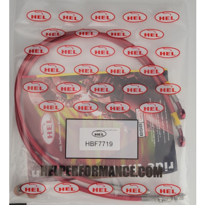 Suzuki GSX-R750 F-H 1985-1987 Full Length Race Brake Lines HEL Stainless Steel Braided FRONTS ONLY - CLEARANCE (RED HOSE WITH RED BANJOS)