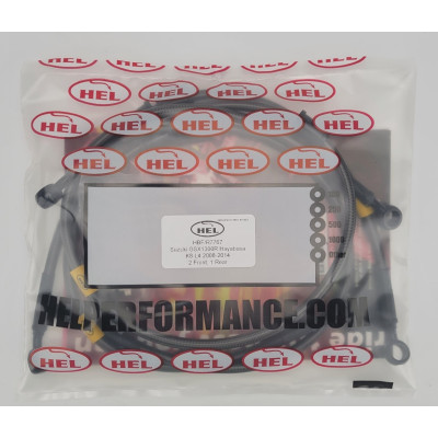 Suzuki GSX1300R Hayabusa K8-L4 2008-2014 Full Length Race Brake Lines HEL Stainless Steel Braided - CLEARANCE (CARBON HOSE WITH BLACK BANJOS AND STEALTH)