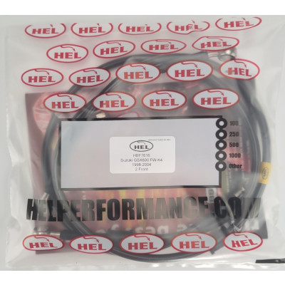 Suzuki GSX600 FW-K4 1998-2004 Full Length Race Brake Lines HEL Stainless Steel Braided FRONTS ONLY - CLEARANCE (CARBON HOSE WITH STAINLESS FITTINGS AND STEALTH)