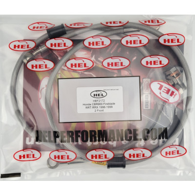 Honda CBR900RR Fireblade RRT-RRX 1996-1999 HEL Stainless Steel Braided Brake Lines (Full Length Race) FRONTS ONLY - CLEARANCE (CLEAR HOSE WITH STAINLESS BANJOS)