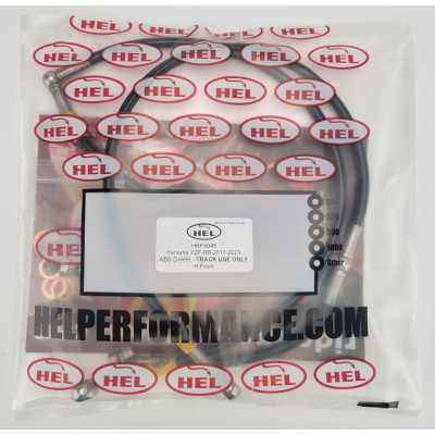 Yamaha YZF-R6 2017-2023 ABS Delete 'H' Layout Brake Lines HEL Stainless Steel Braided FRONT ONLY - CLEARANCE (BLACK HOSE WITH STAINLESS FITTINGS)
