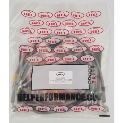 Honda CBR600RR 2005-2006 Full Length Race Brake Lines HEL Stainless Steel Braided - CLEARANCE (CLEAR HOUSE WITH STAINLESS BANJOS AND STEALTH)