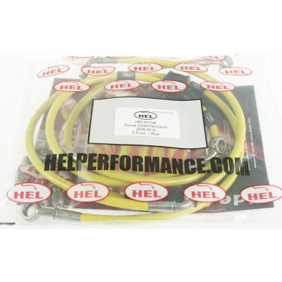 HEL Full Length Race Braided Brake Lines for Suzuki GSX-R750 K9-L0 (2009-2010) - CLEARANCE (YELLOW HOSE WITH STAINLESS BANJOS)