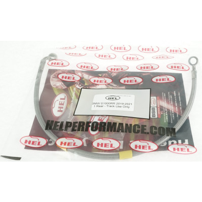 HEL ABS Delete (Track Only) Full Length Race Braided Brake Lines for BMW S1000RR REAR LINE ONLY (2019-2021) - CLEARANCE (RED HOSE WITH STAINLESS BANJOS)